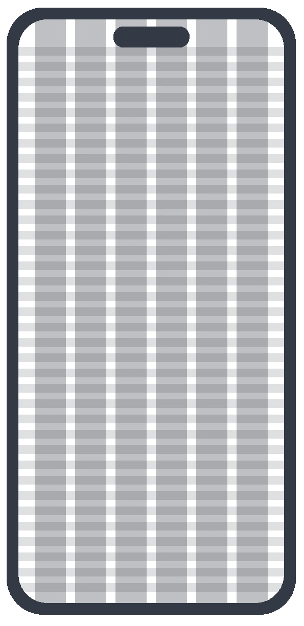 Phone frame showing the 8-column layout grid