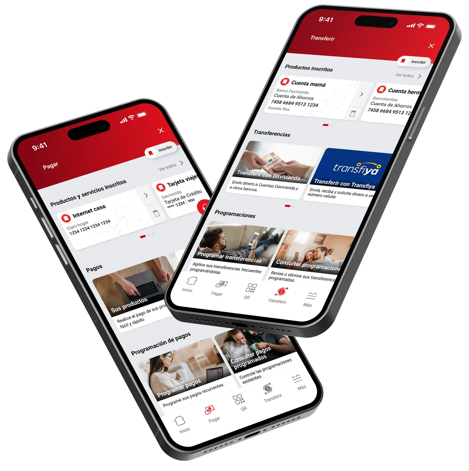 Products and services alongside the revamped transfers screen with Transfiya and scheduled transfers