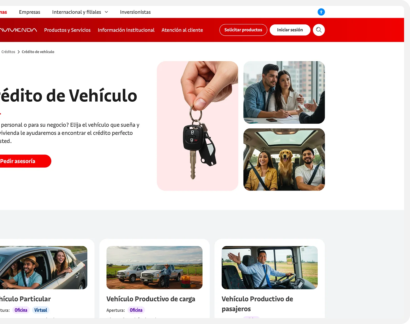 Crédito de Vehículo product page